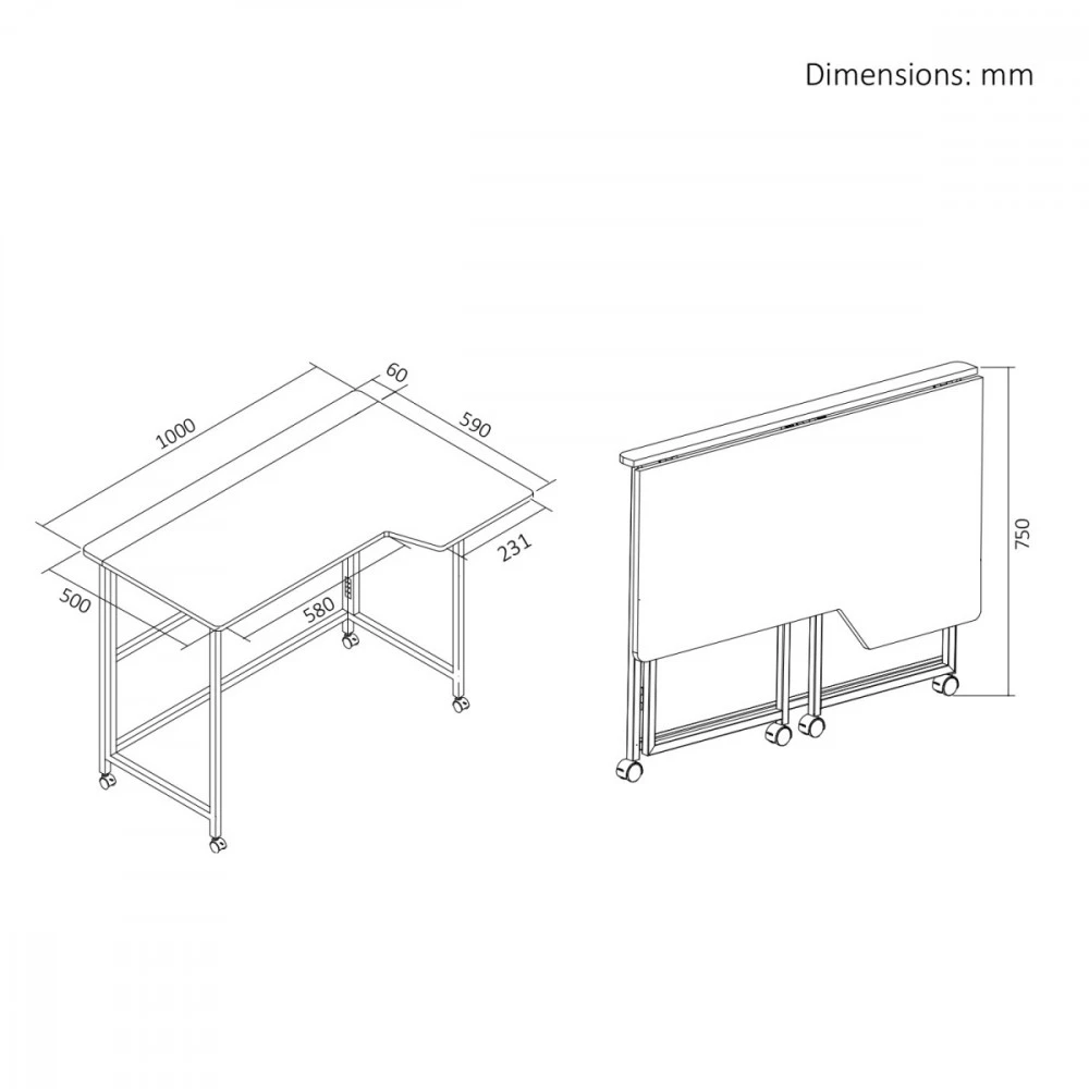 Maclean Sulankstomas mobilus stalas mc-1250 l/w
