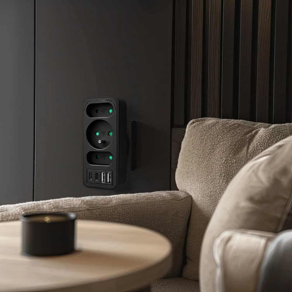 Maclean Skirstytuvas 3 lizdams mce248 f/b 2xusb-a 2xusb-c juodas