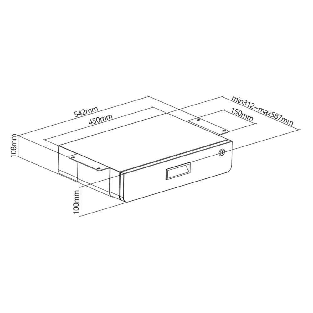 Maclean MC-461 Under Desk Lockable Drawer 5kg Organizer Juodas max 5kg