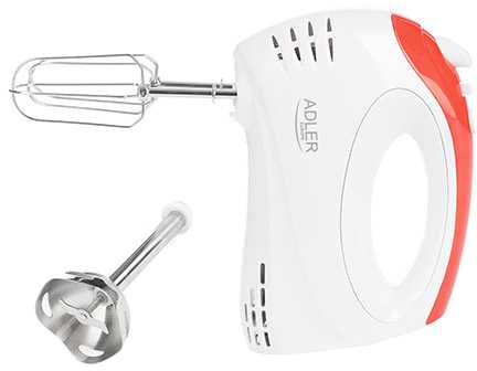 Plakiklis Adler | Mixer | AD 4212 | Hand Mixer | 300 W | Greičių skaičius 5 | Turbo mode | Baltas