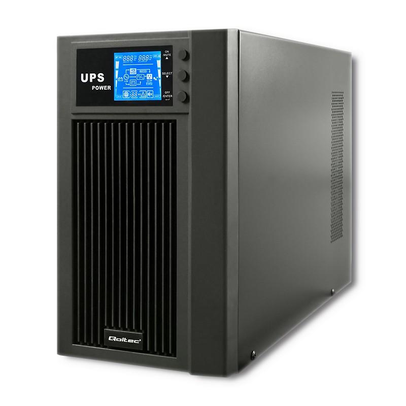 Qoltec Nepertraukiamo maitinimo šaltinis On-line 3KVA 2.4kW LCD USB
