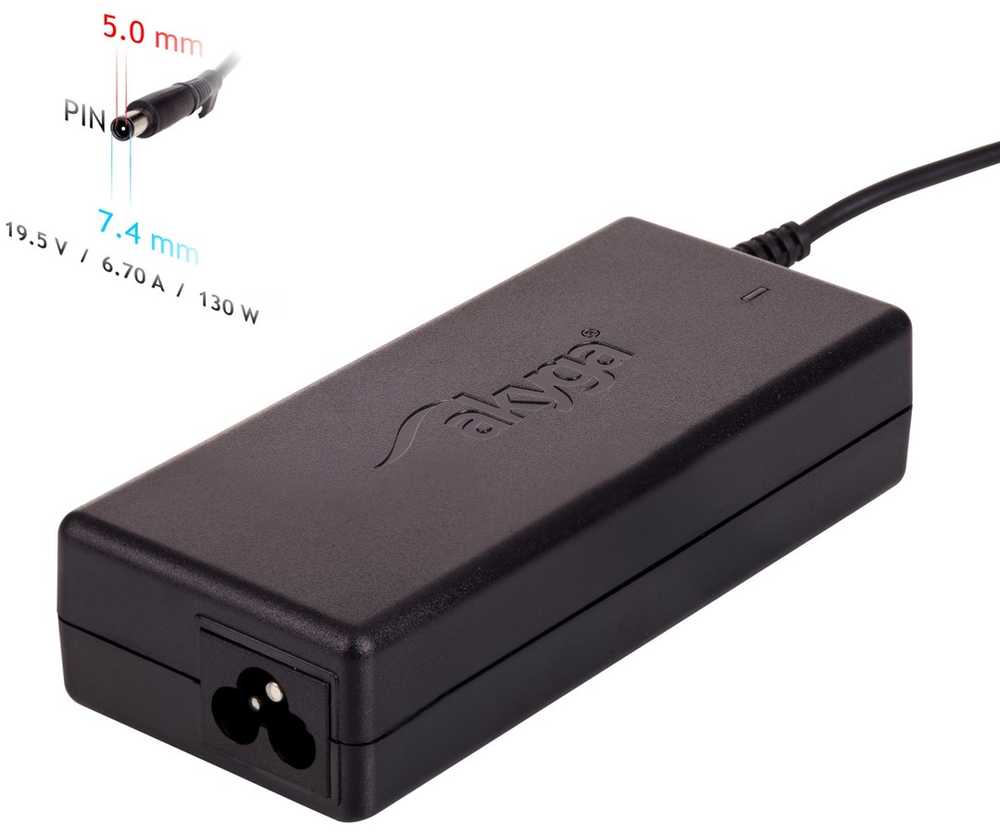 Maitinimo tinklas Akyga AK-ND-57 nešiojamiesiems kompiuteriams DELL (19,5 V, 6,75 A, 130 W, 7,4 mm x 5 mm)