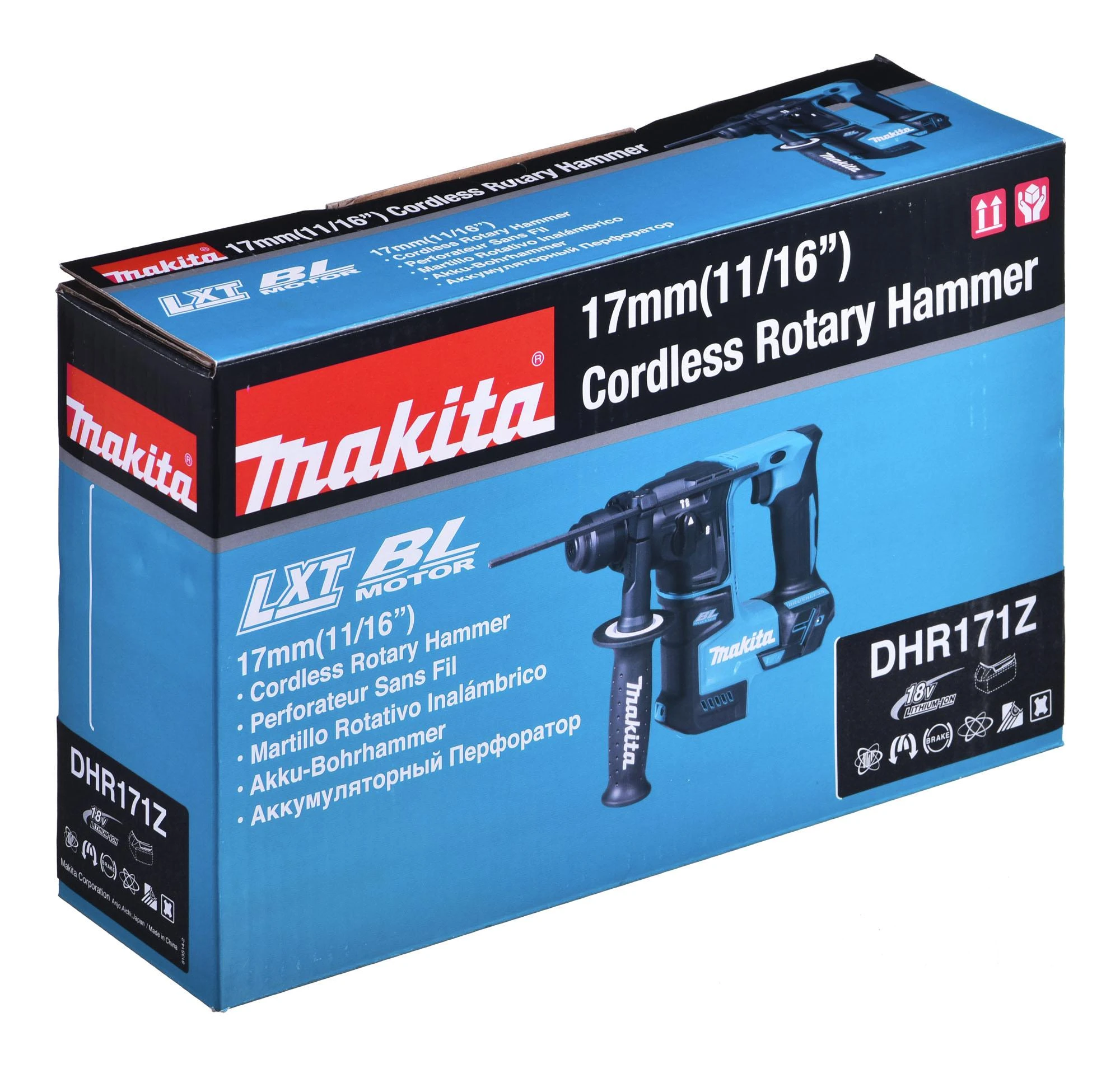 Makita DHR171Z Akumuliatorinis perforatorius, 18 V, SDS+, LED, Be akumuliatorių ir kroviklio!