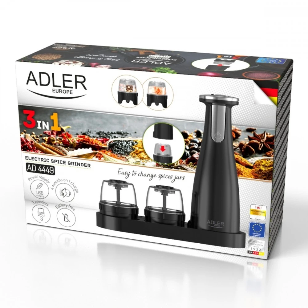 Adler Elektrinė młynek do przypraw usb ad 4449