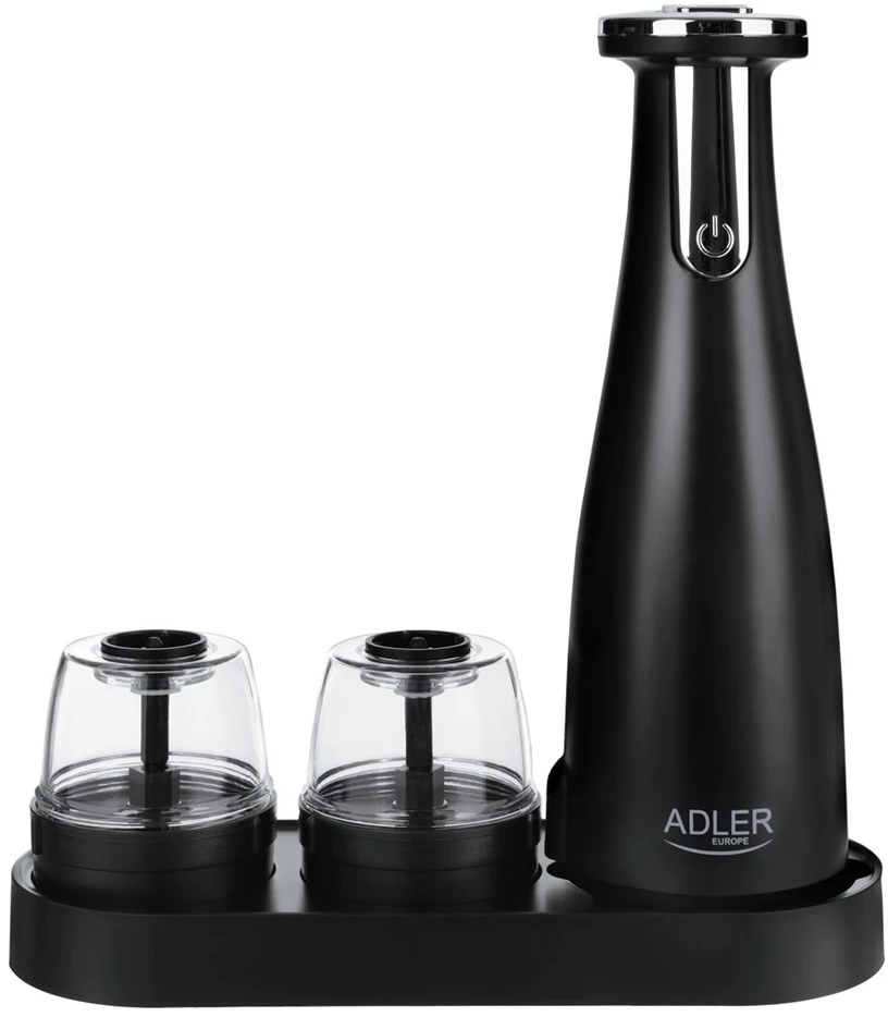 Adler | Elektrinis druskos ir pipirų malūnėlis | AD 4449b | Korpuso medžiaga ABS plastikas | 7 W | Ličio | Matinis Juodas