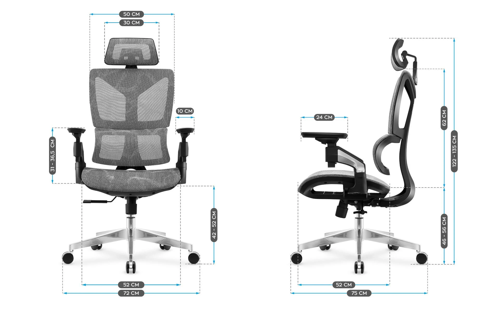 Ergonominė biuro kėdė Mark Adler Expert 8.5, Pilkos spalvos