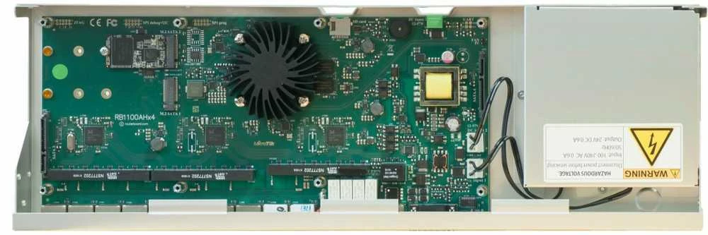Šakotuvas „MikroTik“ laidinio Ethernet maršrutizatorius RB1100AHx4 „Dude Edition“, 1U montuojamas ant stovo, keturių branduolių 1,4 GHz procesorius, 1 GB RAM, 128 MB, 60 GB M.2 SSD diskas įtrauktas, 13 gigabitų LAN, 1 nuoseklusis konsolės prievadas RS232, 2 SATA3 jungtys, 2 M.2 lizdai, PCB temperatūros ir įtampos monitorius (CAPsMAN, įrenginių monitorius, rodo istorinius duomenis, gali rašyti pranešimus), IP20, RouterOS L6 | MikroTik | Laidinio Ethernet maršrutizatorius | RB1100AHx4 „Dude Edition“ | Nėra „Wi-Fi“ | 10/100/1000 Mbit/s | Ethernet LAN (RJ-45) jungtys 13 | Tinklo palaikymas: ne | MU-MiMO: ne | Nėra mobiliojo plačiajuosčio ryšio | 12 mėn.