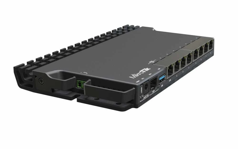 „MikroTik“ laidinio Ethernet maršrutizatorius RB5009UG+S+IN, keturių branduolių 1,4 GHz procesorius, 1xSFP+, 7xGigabit LAN, 1x2,5G LAN, 1xUSB, galima maitinti 3 skirtingais būdais, procesoriaus temperatūros stebėjimas, galima montuoti KETURIS tokius maršrutizatorius vienoje 1U stelaže, RouterOS L5 | „MikroTik“ | Laidinio Ethernet maršrutizatorius | RB5009UG+S+IN | Nėra „Wi-Fi“ | 10/100/1000 Mbit/s | Ethernet LAN (RJ-45) jungtys 7 | Ne, tinklelio palaikymas | MU-MiMO Ne | Nėra mobiliojo plačiajuosčio ryšio | 1 | 12 mėn.