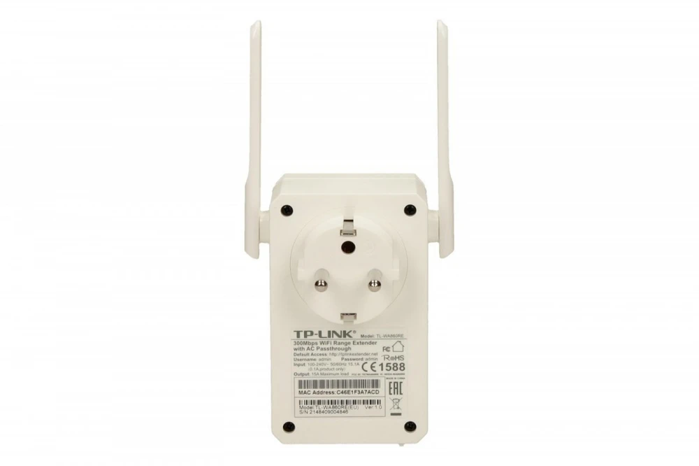 Maršrutizatorius TP-Link TL-WA860RE tinklo stiprintuvas Baltas 10, 100 Mbit/s