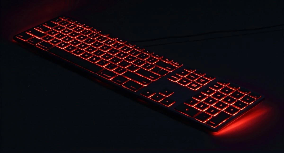 Klaviatūra Matias FK318 su laidu 100% (full-size) su pašvietimu pilka