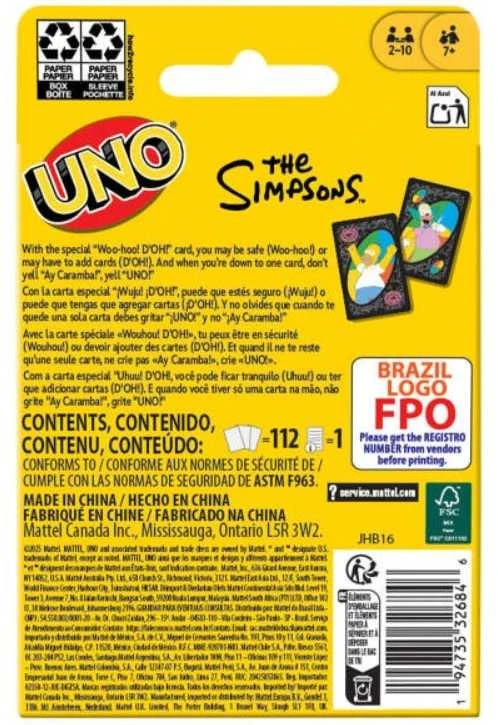 Žaidimas - Mattel UNO The Simpsons 112 kortų specialus taisyklė "Woo-hoo! D'OH!"