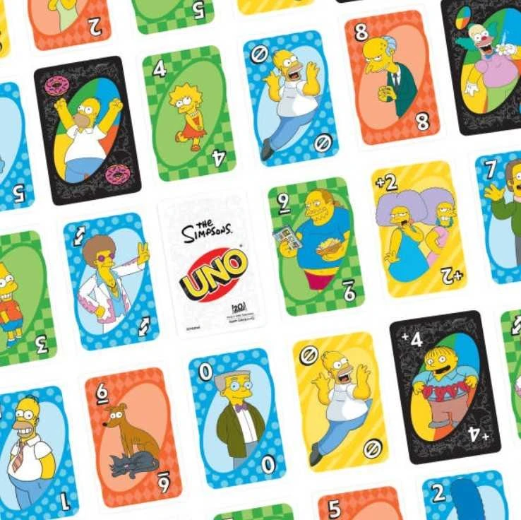 Žaidimas - Mattel UNO The Simpsons 112 kortų specialus taisyklė "Woo-hoo! D'OH!"