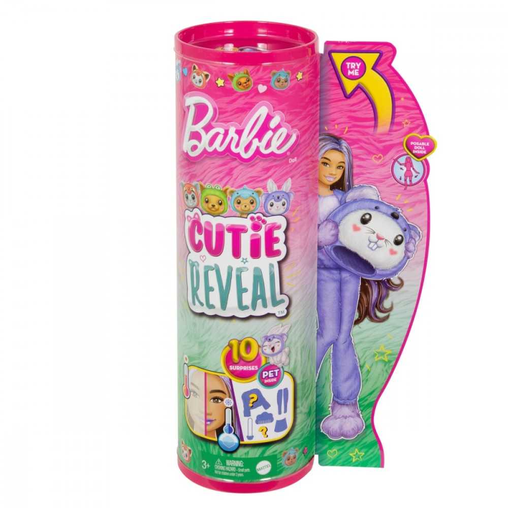 Barbės „Cutie Reveal“ rinkinys, minkštutėlių kostiumų serija - triušelis + koala