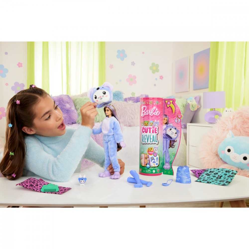 Barbės „Cutie Reveal“ rinkinys, minkštutėlių kostiumų serija - triušelis + koala