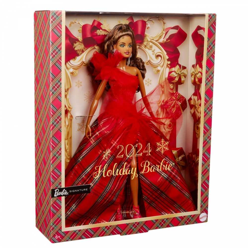 Mattel Lėlė Barbie Signature 2024 Holiday su languota suknele