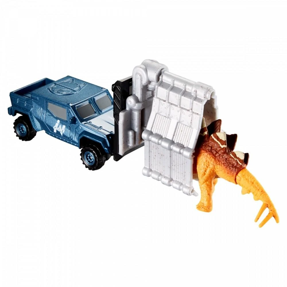 Mattel Degtukų dėžė transporto priemonė Jurassic World Transporter dinozaurų stegosaurus letena