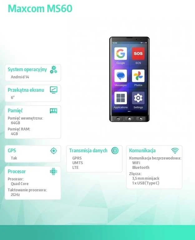 Maxcom MS601 4/64GB LTE juoda