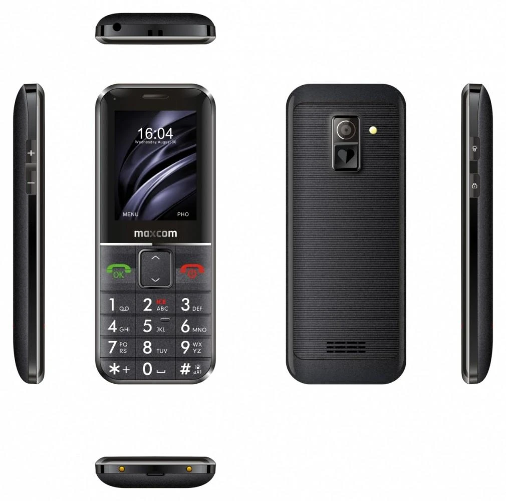„Maxcom Comfort MM735“ su įkrovimo stotele + SOS apyranke juodos spalvos