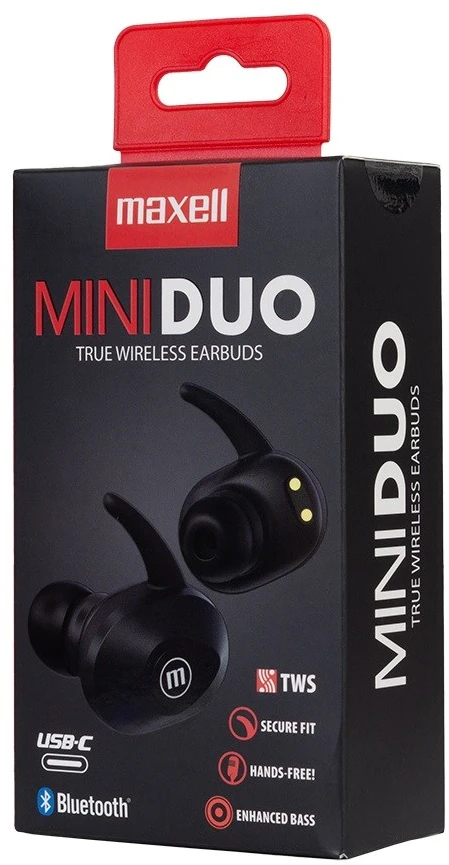 Belaidės Ausinės - Maxell Mini Duo, Juodos