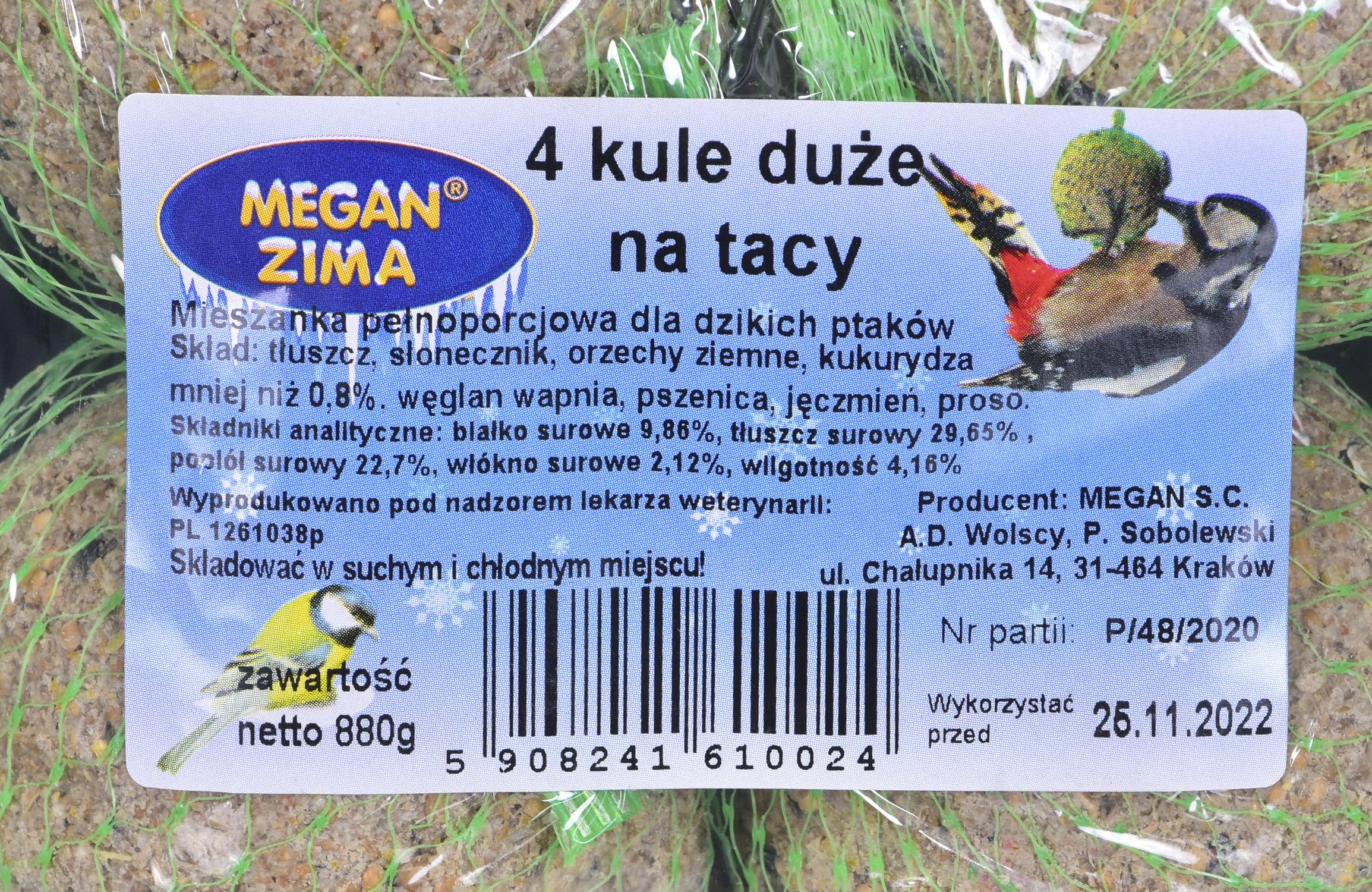 Pašaras laukiniams paukščiams Megan, 4 x 220 gr