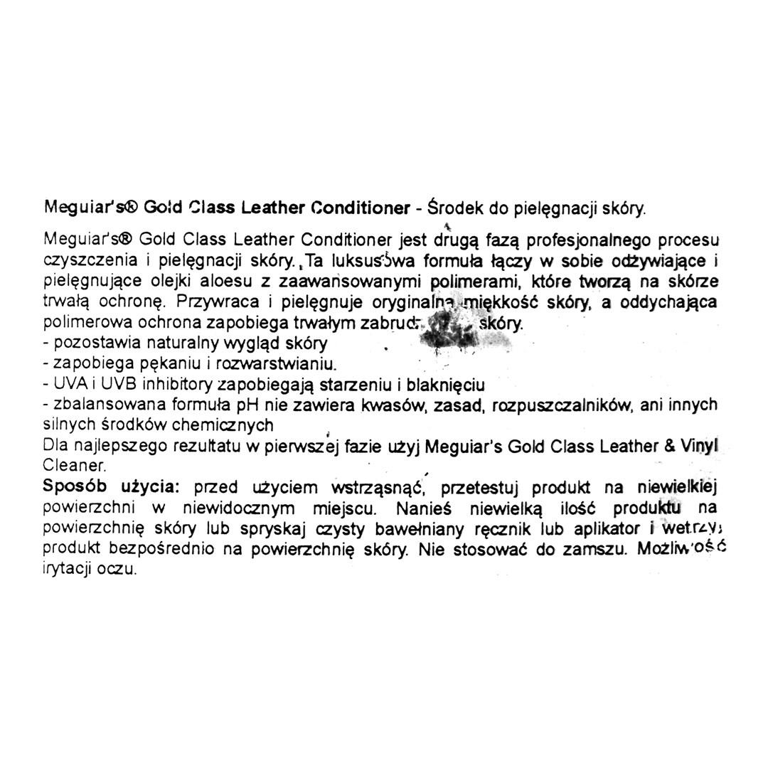 Meguiars G18616 Gold Class Leather Conditioner refresh & UV apsaugo paviršių nuo alavijo ir drėkinančių aliejų (473ml) (JAV)