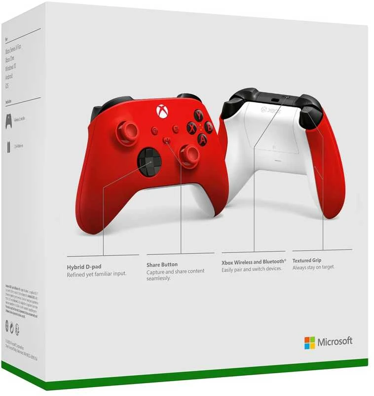„Microsoft XBOX“ belaidis valdiklis „Raudona Bluetooth“ / USB žaidimų pultas Analoginis / skaitmeninis „XBOX“, „XBOX One“, „XBOX“ serija S, „XBOX“ serija X