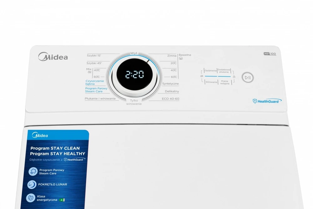 Midea Skalbimo mašina ładowana od góry mf100t80b/w-pl