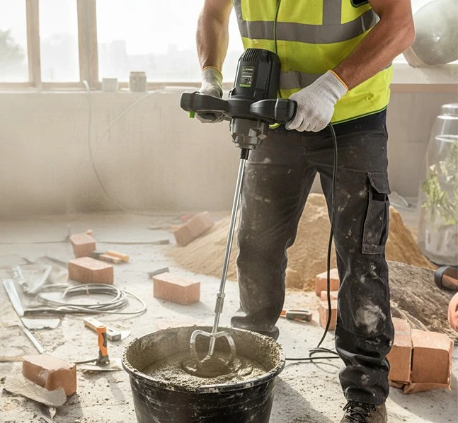 Elektrinis statybinis maišytuvas Wuber 1400W, su dviem maišymo antgaliais