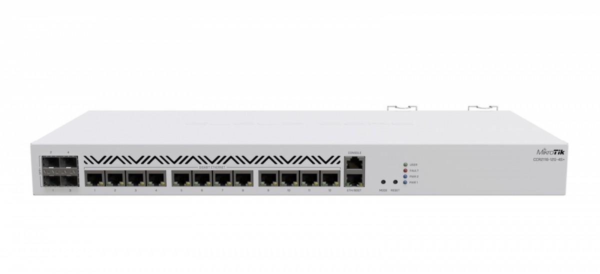 Mikrotik Cloud Core Maršrutizatorius CCR2116-12G-4S+, 16-CORE 2 GHZ ARM CPU, 16 GB DDR4 RAM, 4x10G SFP+ jungtys, 13xGigabit LAN jungtys, 1x RJ45 Serial port, 1x M.2 slots, 16 core CPU, 16 GB RAM, Dual redundant power supply, RouterOS L6 | MikroTik | Cloud Core Maršrutizatorius | CCR2116-12G-4S+ | Ethernet LAN (RJ-45) jungtys 13 | 12 mėn.