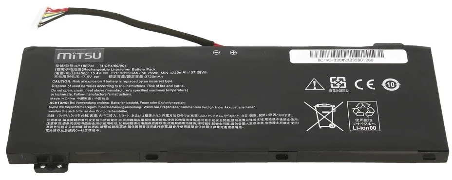 Mitsu Baterija Movano Baterija AP18E7M, skirta Acer AN515-54 AN517-51