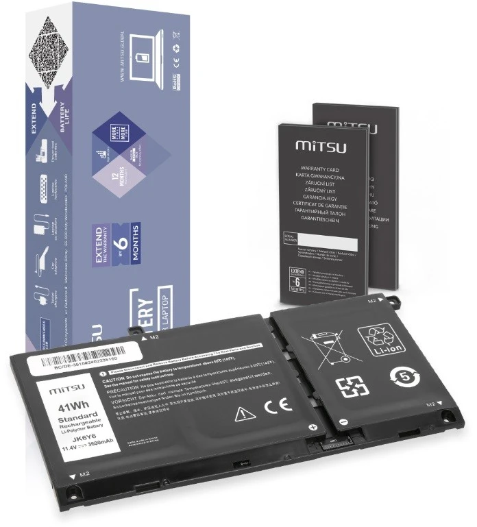 „Mitsu“ JK6Y6 baterija, skirta „Dell Platinum 3410 3510 Inspiron 5401 5402 5501 5502 5505“ 3600 mAh (41 Wh) 11,4 V