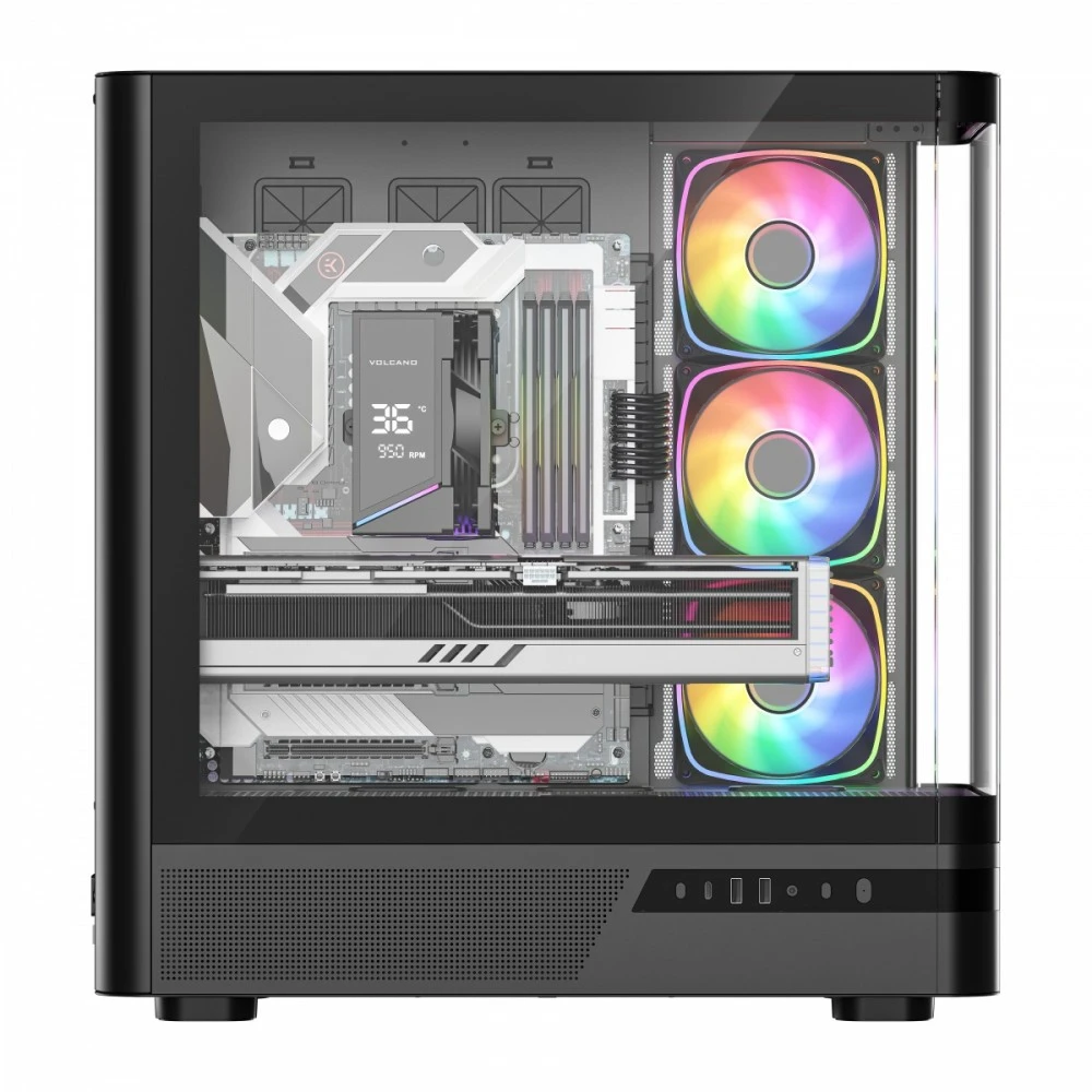 MODECOM Volcano Volcano AQ100 ARGB Midi Juodas