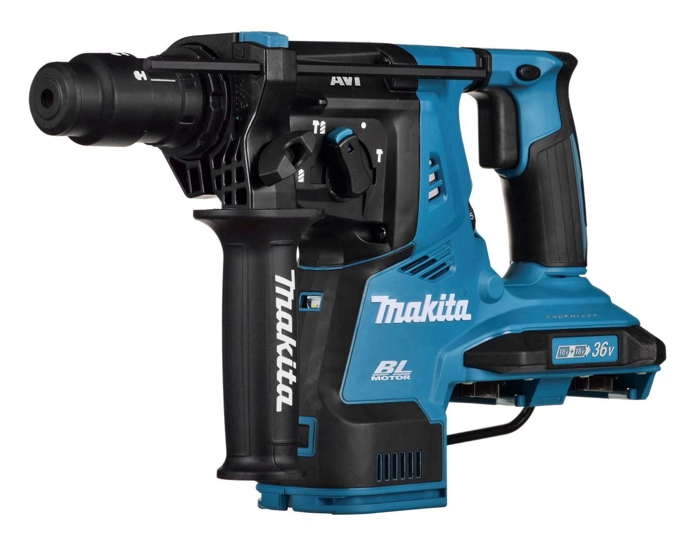 Makita perforatorius DHR281Z, SDS-PLUS, 2x18V, 2.9J + papildomas beraktis griebtuvas, be akumuliatoriaus ir kroviklio