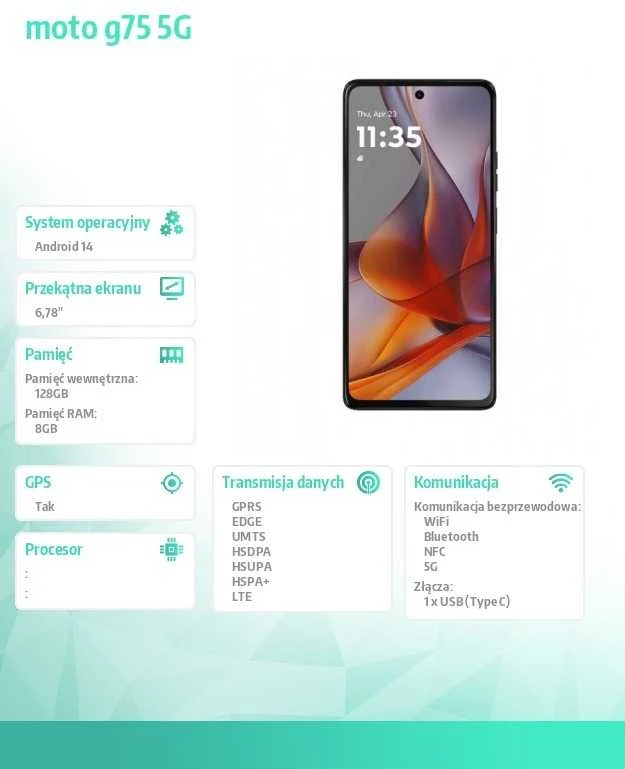 Motorola „Išmanusis telefonas Moto G75 5g 8/128gb b2b“ pilkos spalvos verslo klasės telefonas