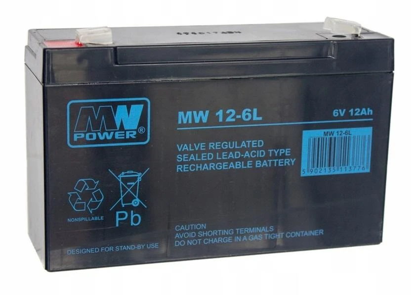 MW Power 6V 12Ah akumuliatorius su F2 jungtimis