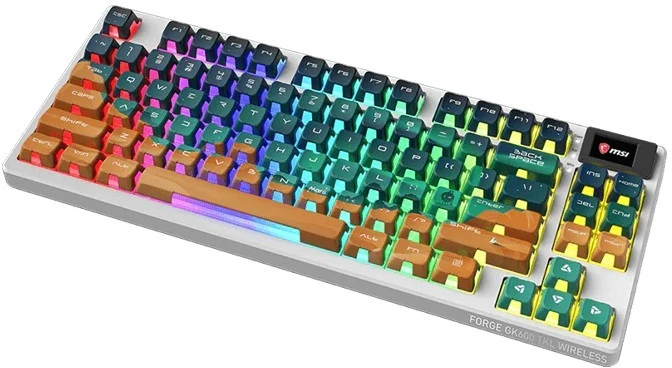 Klaviatūra žaidimams MSI Forge GK600 TKL Wireless Mars US belaidė mechaninė su pašvietimu