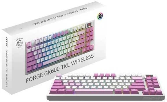 MSI FORGE GK600 TKL WIRELESS VIOLET | Klaviatūra žaidimams | Wireless | US | 2.4 GHz Wireless, Bluetooth, USB 2.0 | Mechaninė Linear