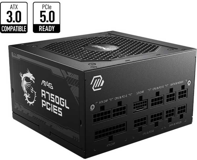 Maitinimo šaltinis msi mag a750gl pcie5 750w 80+ auksinis atx 3.1