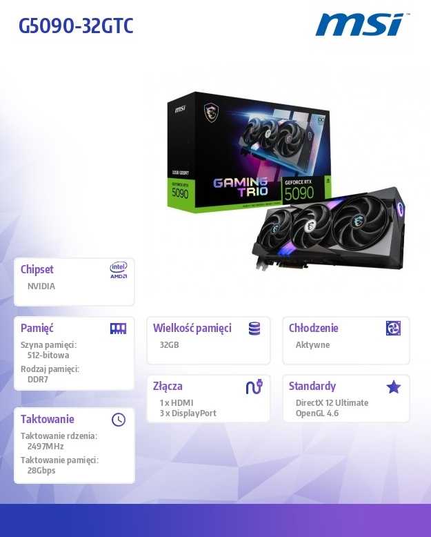Vaizdo plokštė MSI GAMING GeForce RTX5090 TRIO OC 32GB GDDR7