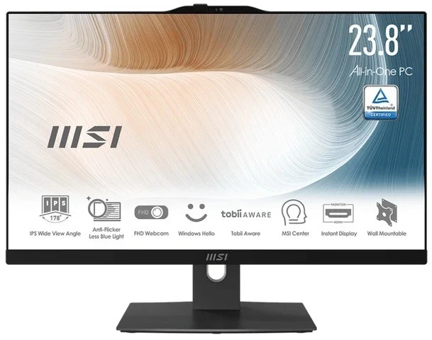 MSI Daugiafunkcis kompiuteris Modern AM242P 1M-2274EU Core 5 120U 23,8" IPS LED FHD neliečiamas AG 16GB SSD512 M.2 AX211 WiFi 6E W11Pro Juodas 3Y