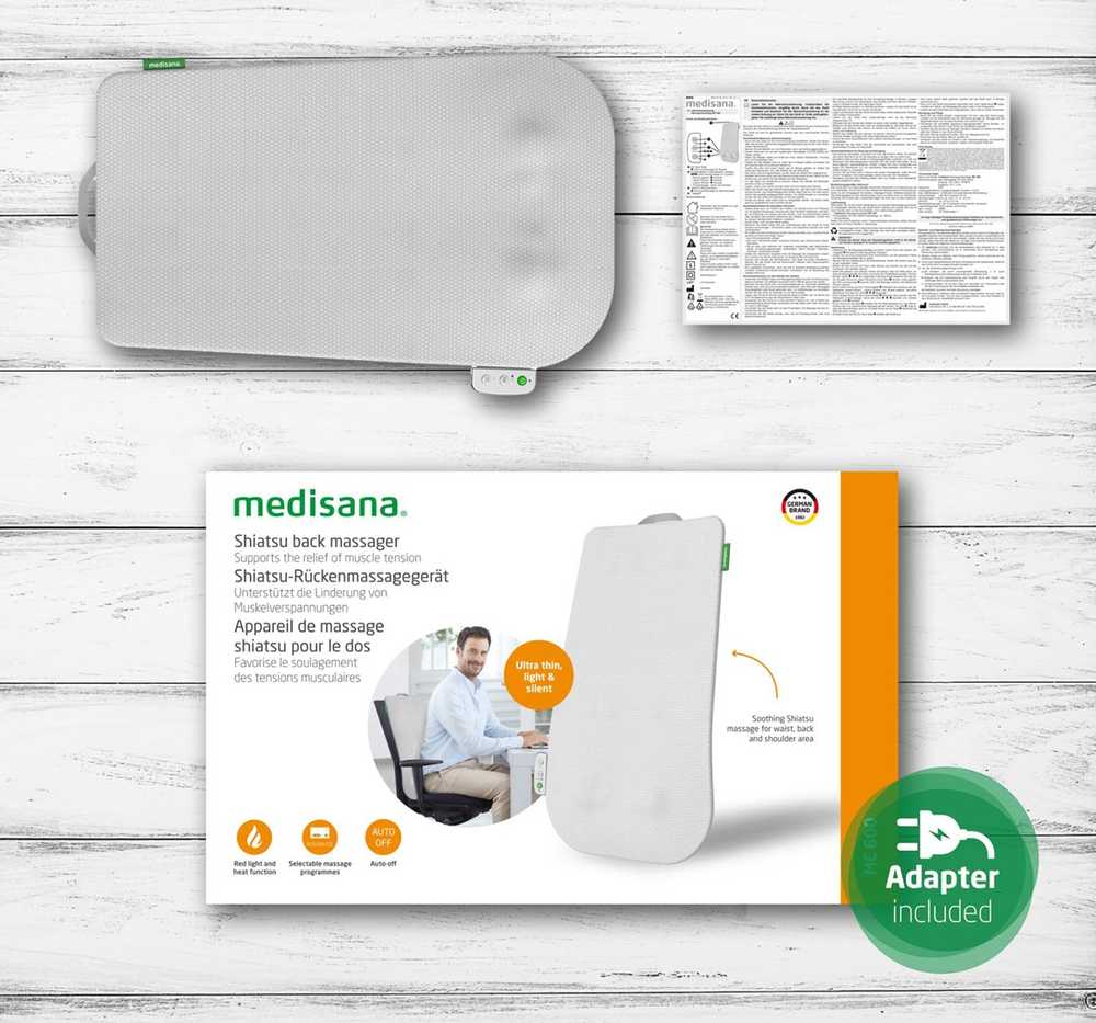 Shiatsu masažinė užmauta ant fotelio Medisana MC 600, 4 besisukančios galvutės | šilumos funkcija | 685 x 415 x 98 mm