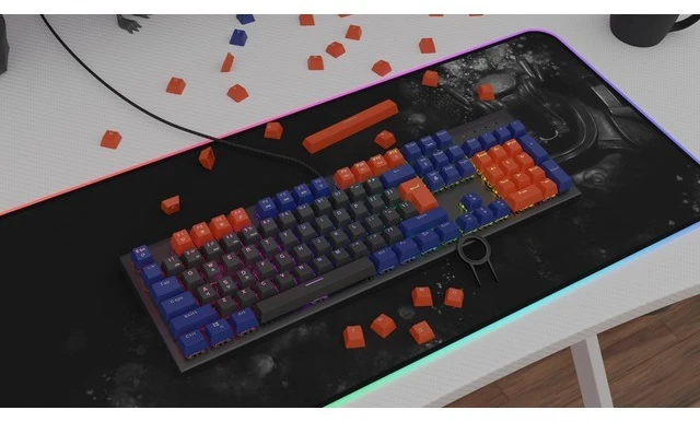 Klaviatūra Genesis Lead 300 tamsiai mėlyna Double Shot Keycaps