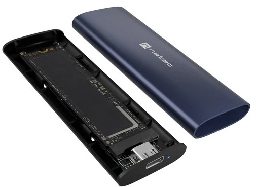 NATEC RHINO M.2 NVME LITE išorinis SSD korpusas USB-C 3.2 GEN 2 plienas tamsiai mėlynas