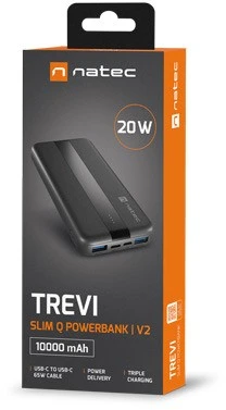 NATEC TREVI SLIM Q V2 ličio polimerų (LiPo) 10000 mAh Juodas