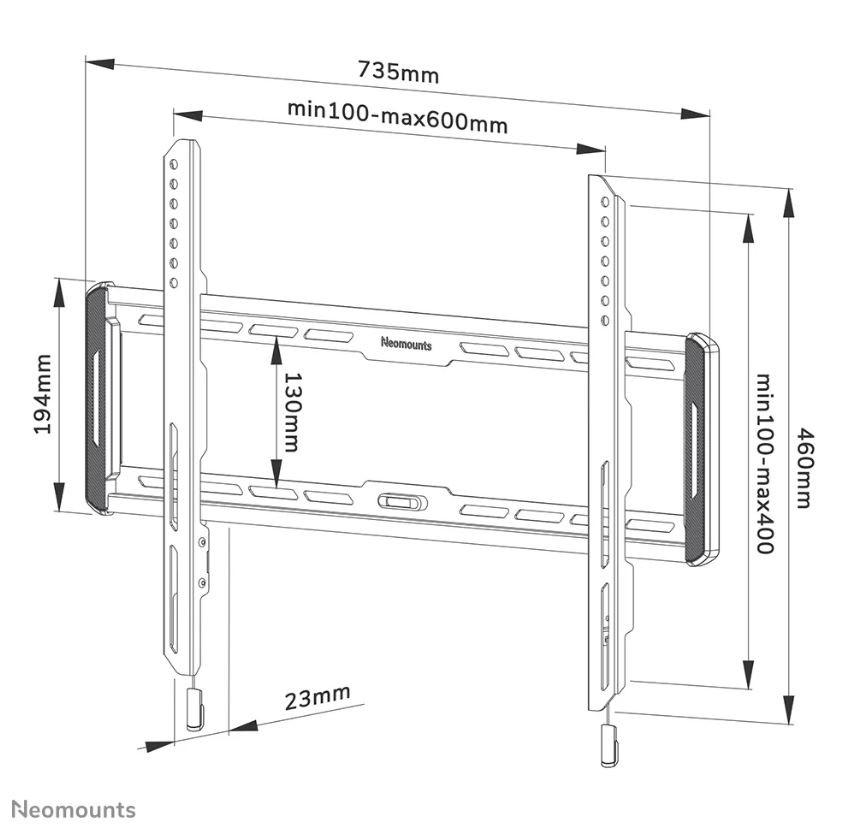 „NEOMOUNTS BY NEWSTAR“ EKRANO SIENOS LAIKIKLIS (FIKSUOTAS, ITIN PLONAS, VESA 600X400)