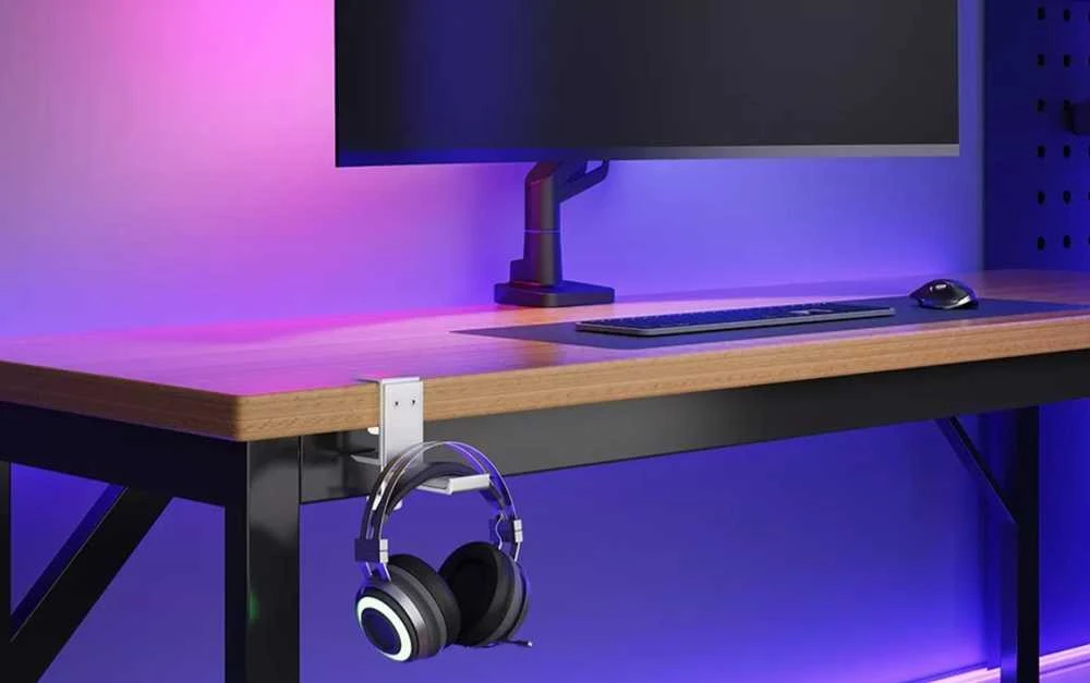 NEOMOUNTS HEADPHONE HOLDER, CLAMP MOUNTED, ALUMINUM