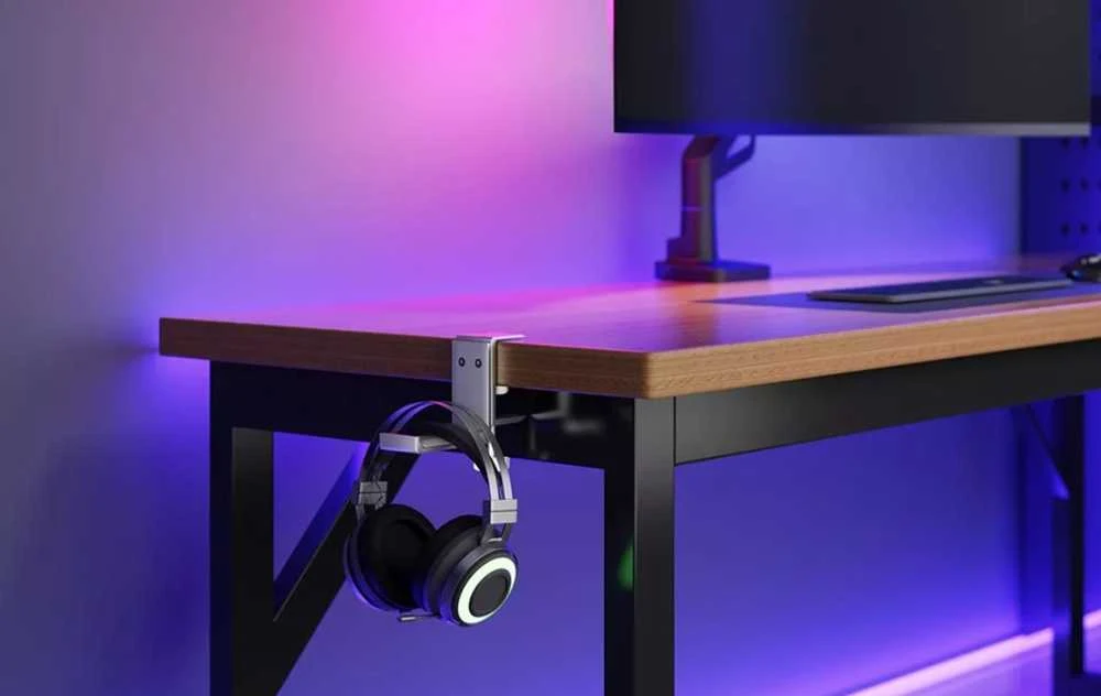 NEOMOUNTS HEADPHONE HOLDER, CLAMP MOUNTED, ALUMINUM