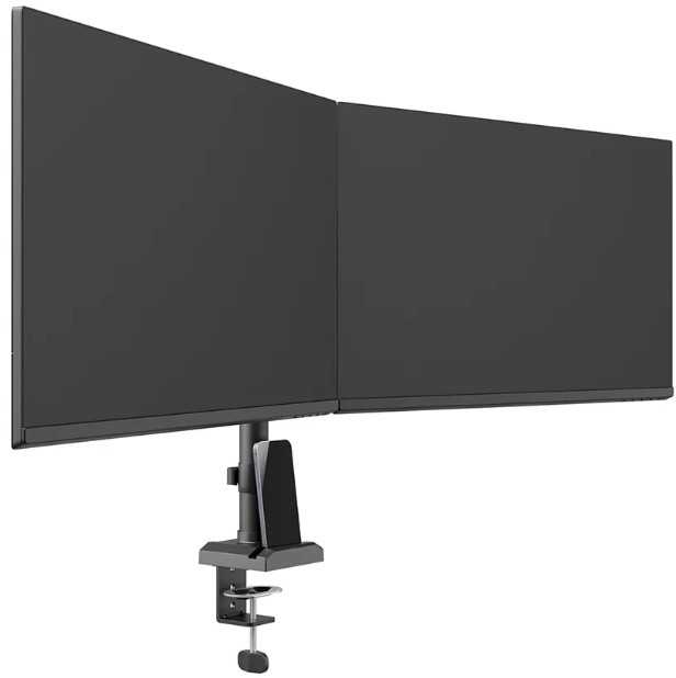 NEOMOUNTS NERO DVIGUBAS PLOKŠČIO EKRANO STALO MONTAVIMAS (TELEFONO LAIKIKLIS + QUICK-FIX spaustukas / GROMMET)