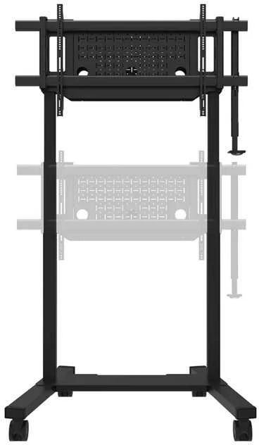 Laikiklis „NEOMOUNTS MOVE LIFT XL“ MOTORIZUOTAS MOBILUSIS STOVAS SU SANDĖLIAVIMO DĖŽE, 10 CM, RATUKAI, GRINDYS – VESA MAX 1200X600