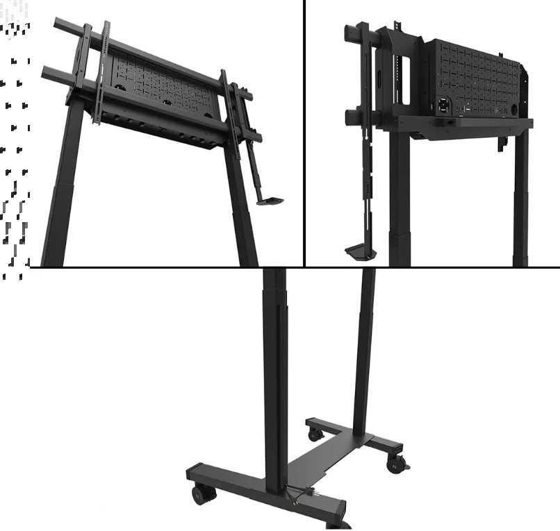 Laikiklis „NEOMOUNTS MOVE LIFT XL“ MOTORIZUOTAS MOBILUSIS STOVAS SU SANDĖLIAVIMO DĖŽE, 10 CM, RATUKAI, GRINDYS – VESA MAX 1200X600